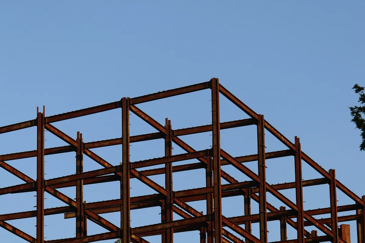 Steel frame of a building under construction